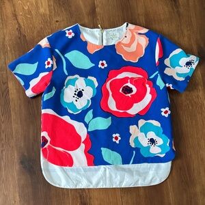 Kate Spade Ramona Floral Top in Ocean Blue